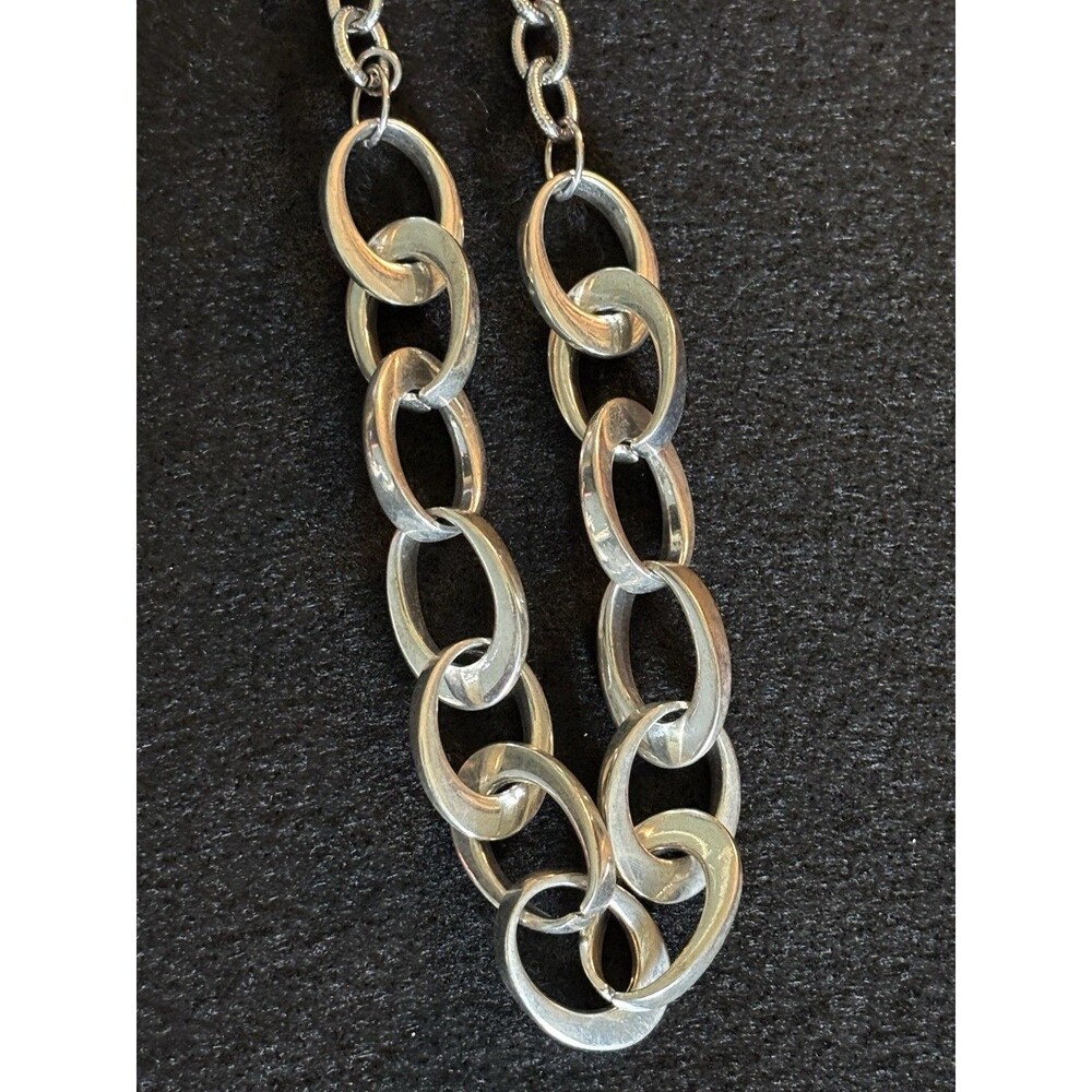 Ruby Rd.  Chunky Silver Chain Statement Necklace - Picture 2 of 4